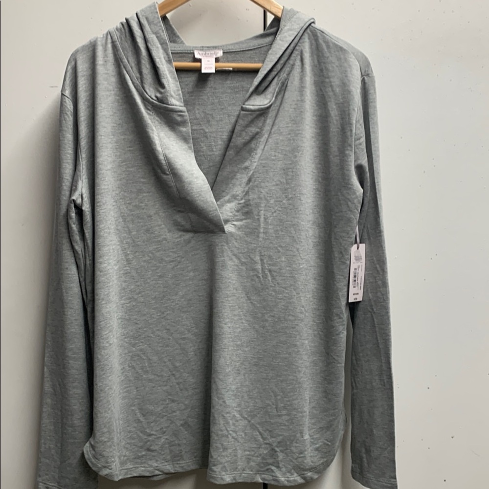 Ambrielle Gray Long Sleeve Relaxed Hoodie Pajamas